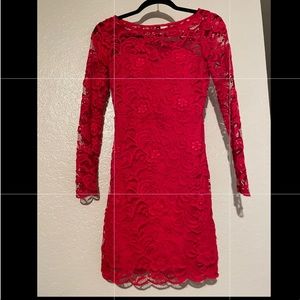H&M Lace long sleeve red dress